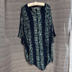 Mission Canyon Indigo/Green Gauze Swim Cover Up One Size (Large)